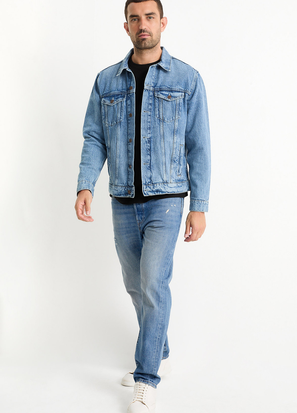 Синие демисезонные прямые джинсы C&A