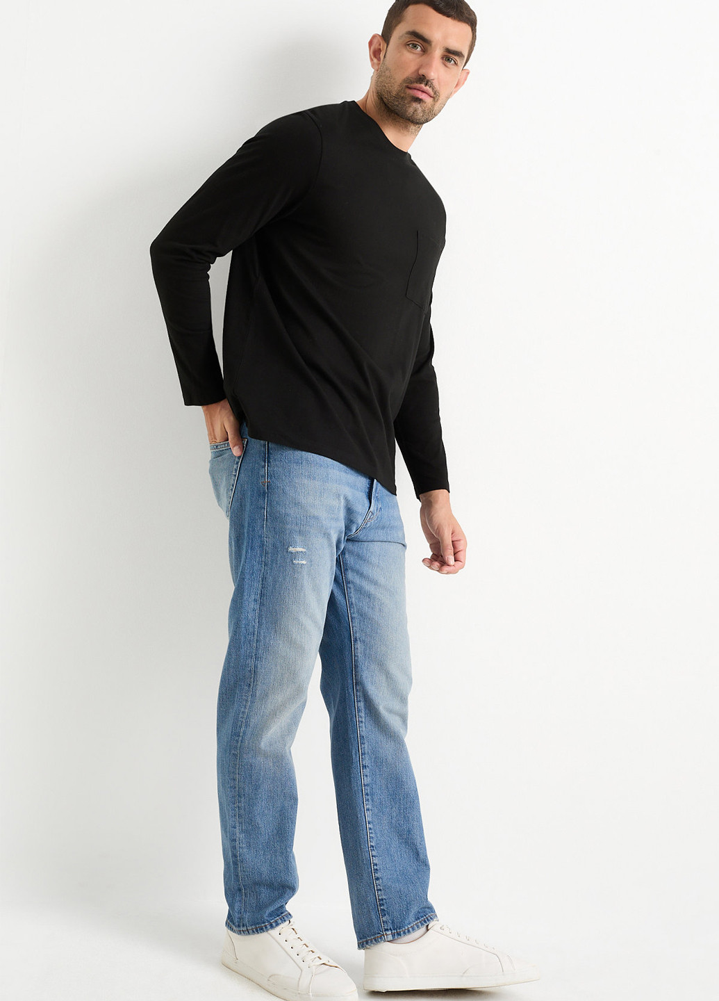 Синие демисезонные прямые джинсы C&A