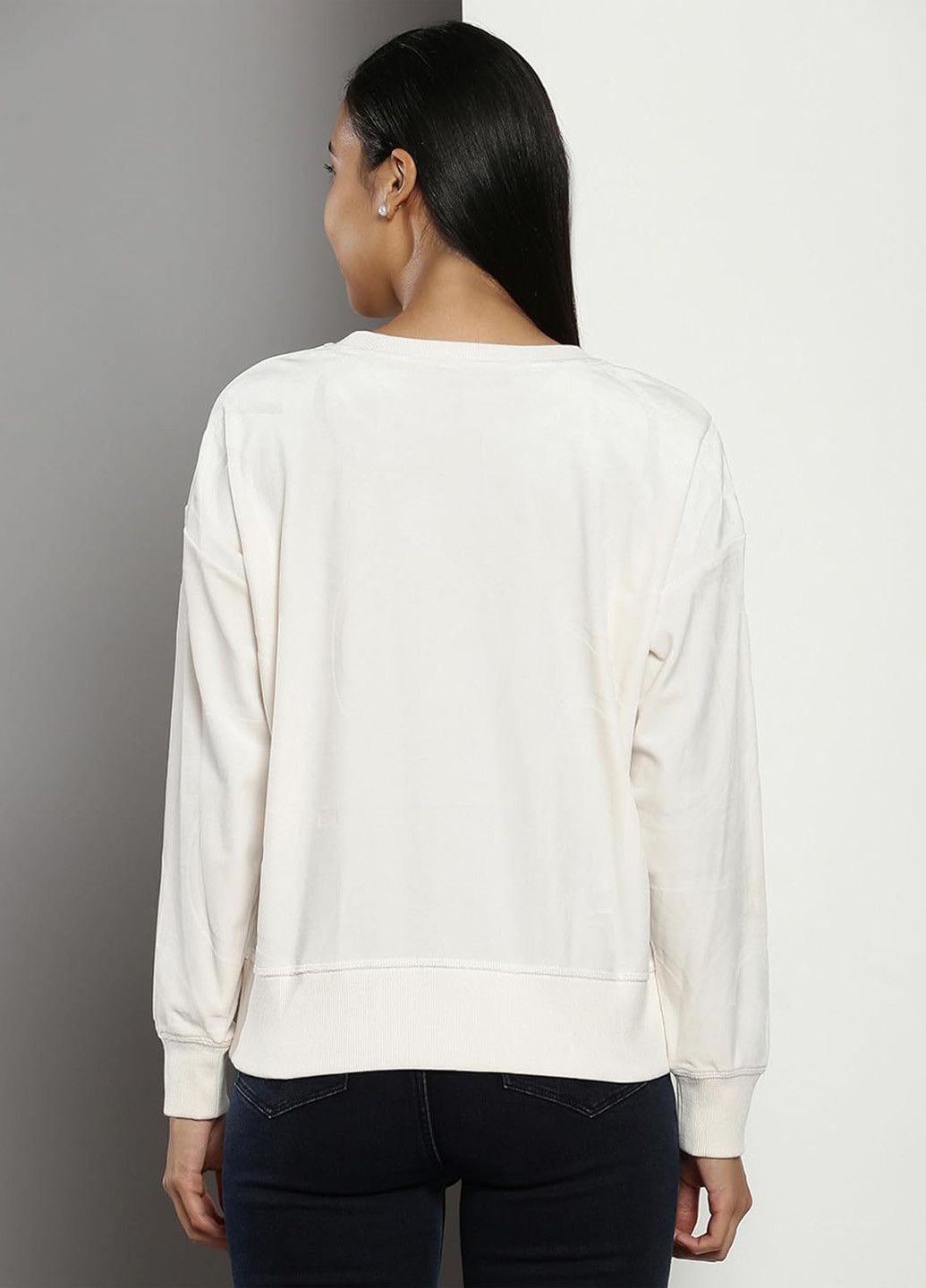 Молочный свитшот Calvin Klein логотип без декора (343081625)