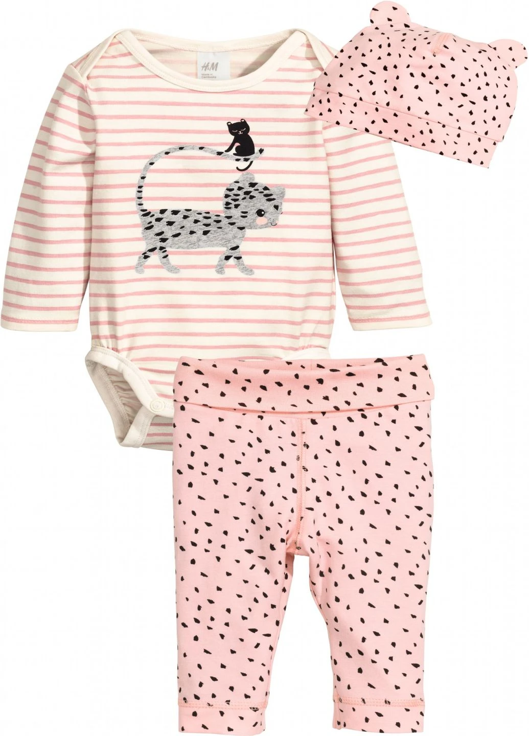 Рожевий комплект (боді, шапка, штани) H&M
