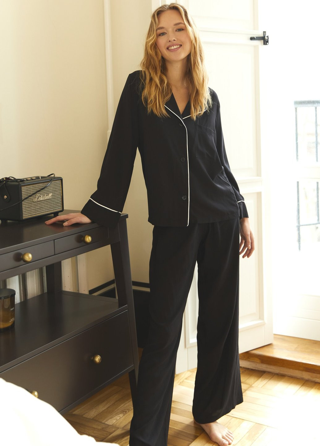 Черная всесезон пижама (рубашка, брюки) рубашка + брюки Gepur