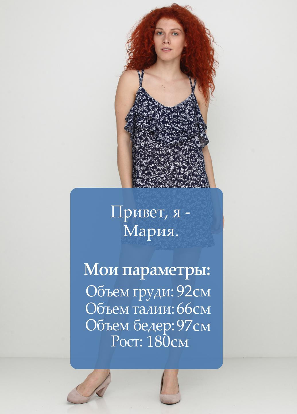 Темно-синя кежуал сукня Zhmurchenko Brand з квітковим принтом