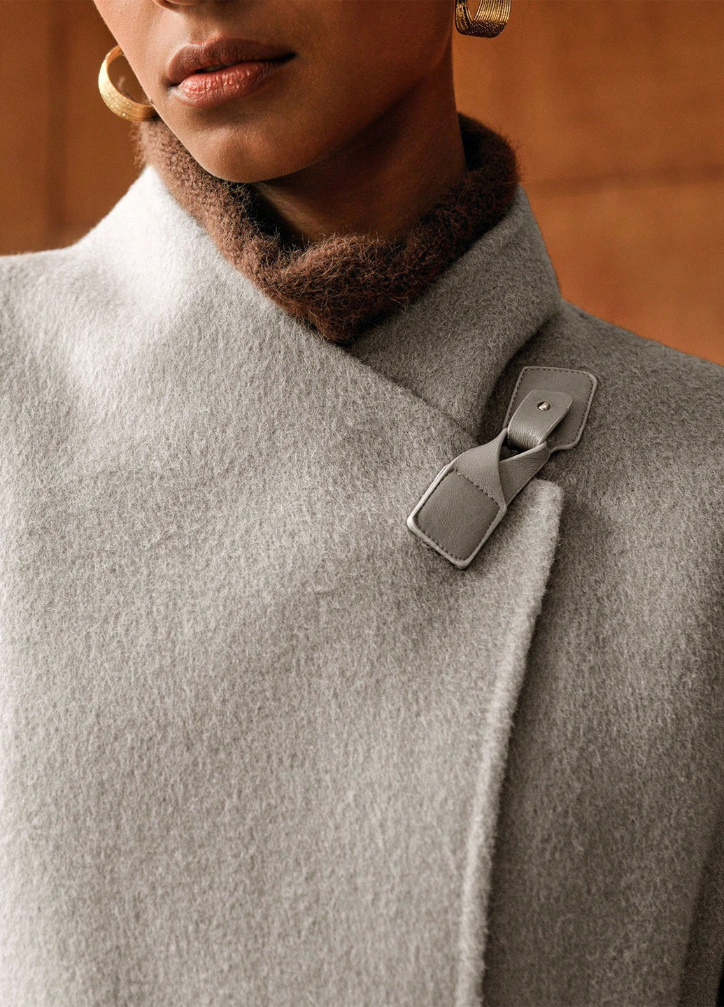 Бежевое демисезонное Пальто однобортное SHEIN