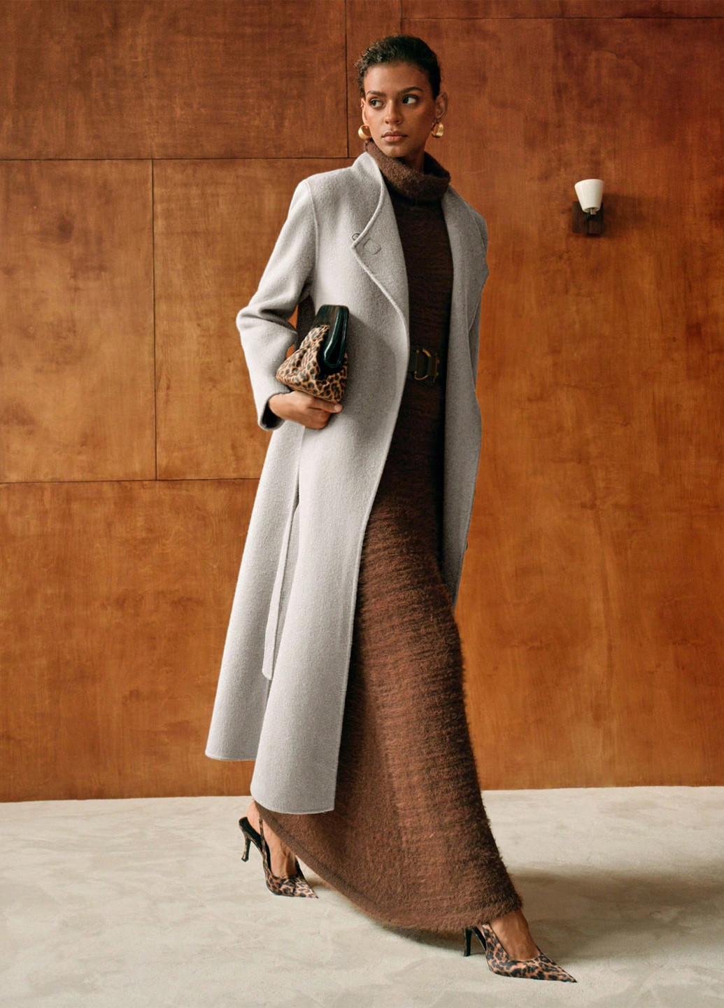 Бежевое демисезонное Пальто однобортное SHEIN