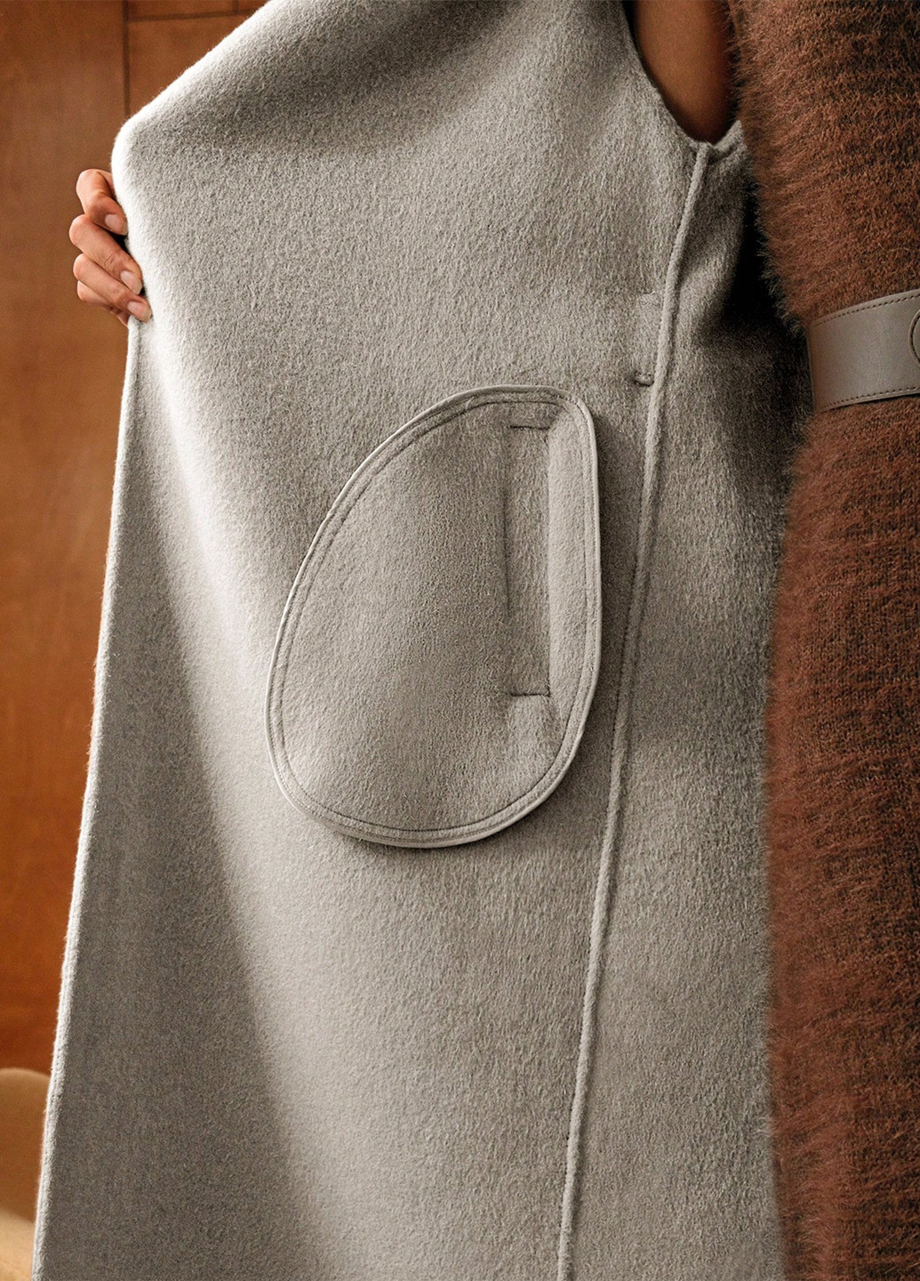 Бежевое демисезонное Пальто однобортное SHEIN