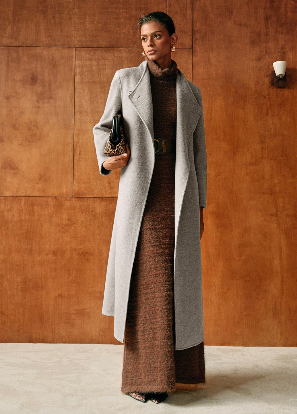 Бежевое демисезонное Пальто однобортное SHEIN