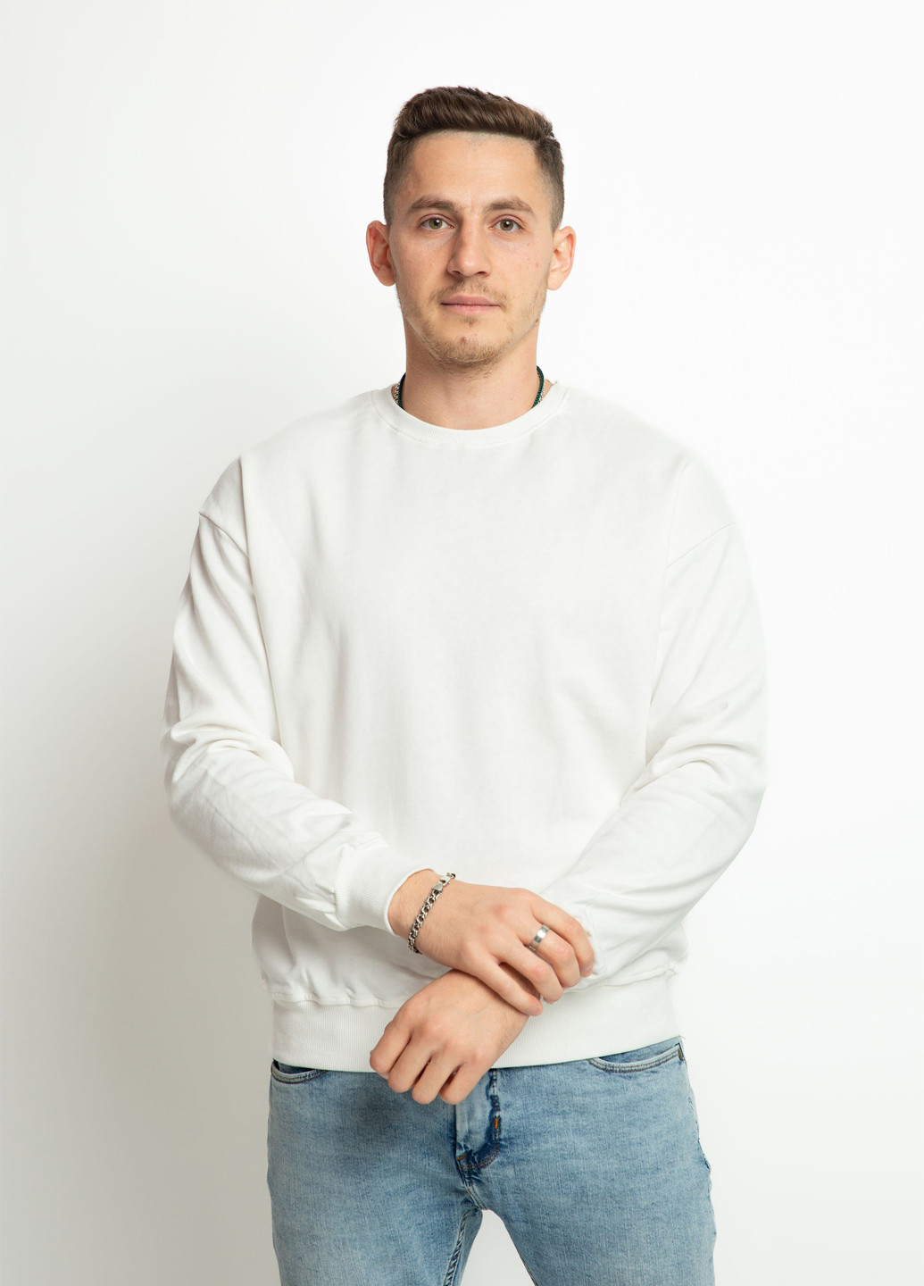 Белый свитшот Time of Style однотонный без декора (306717180)