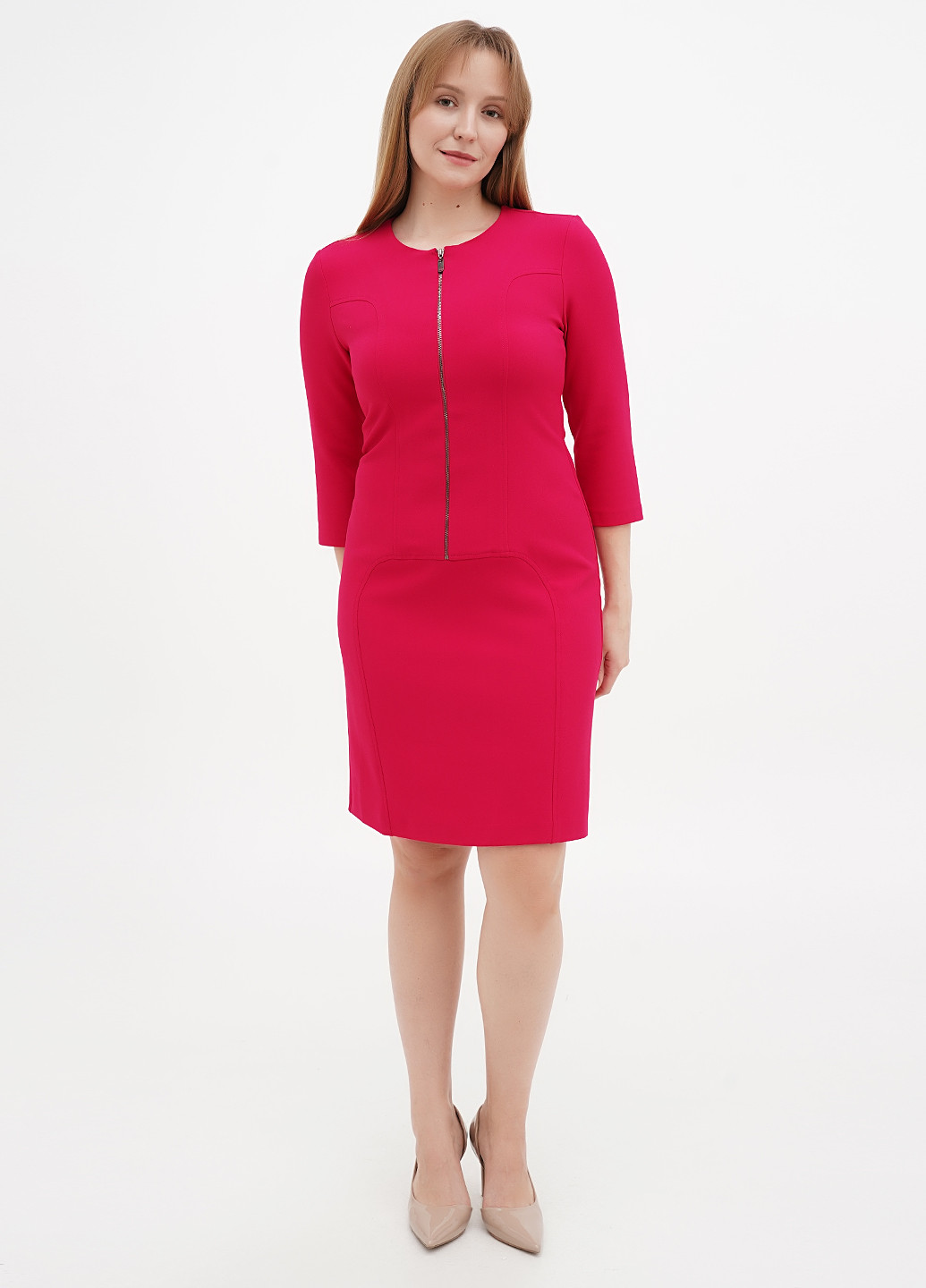 Фуксинова (кольору Фукія) кежуал сукня футляр Sassofono однотонна