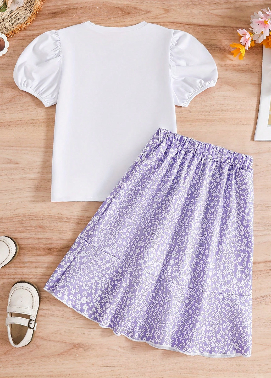 Комбінований літній комплект (футболка, спідниця) SHEIN