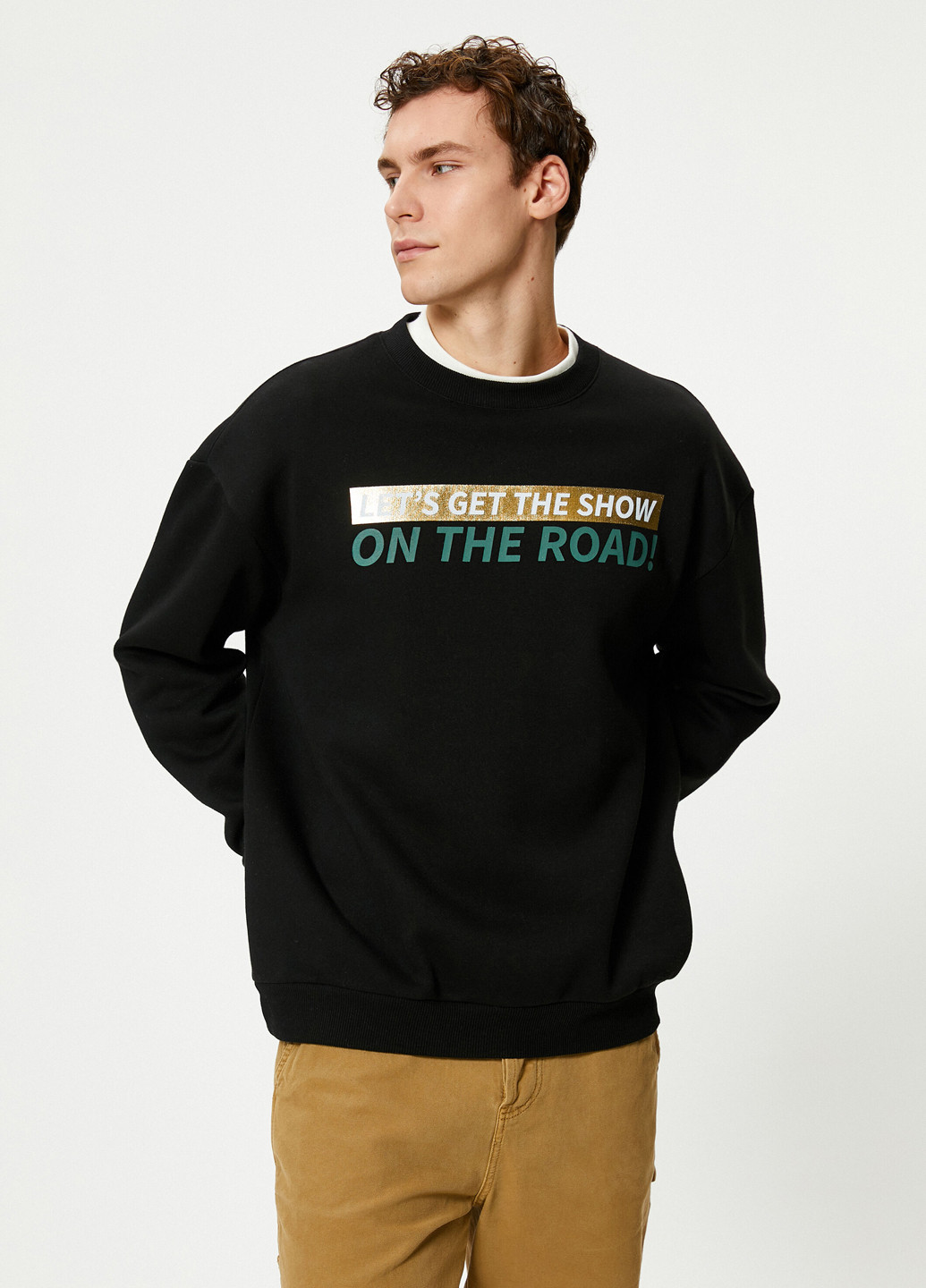 Чорний світшот KOTON напис без декору (290689379)