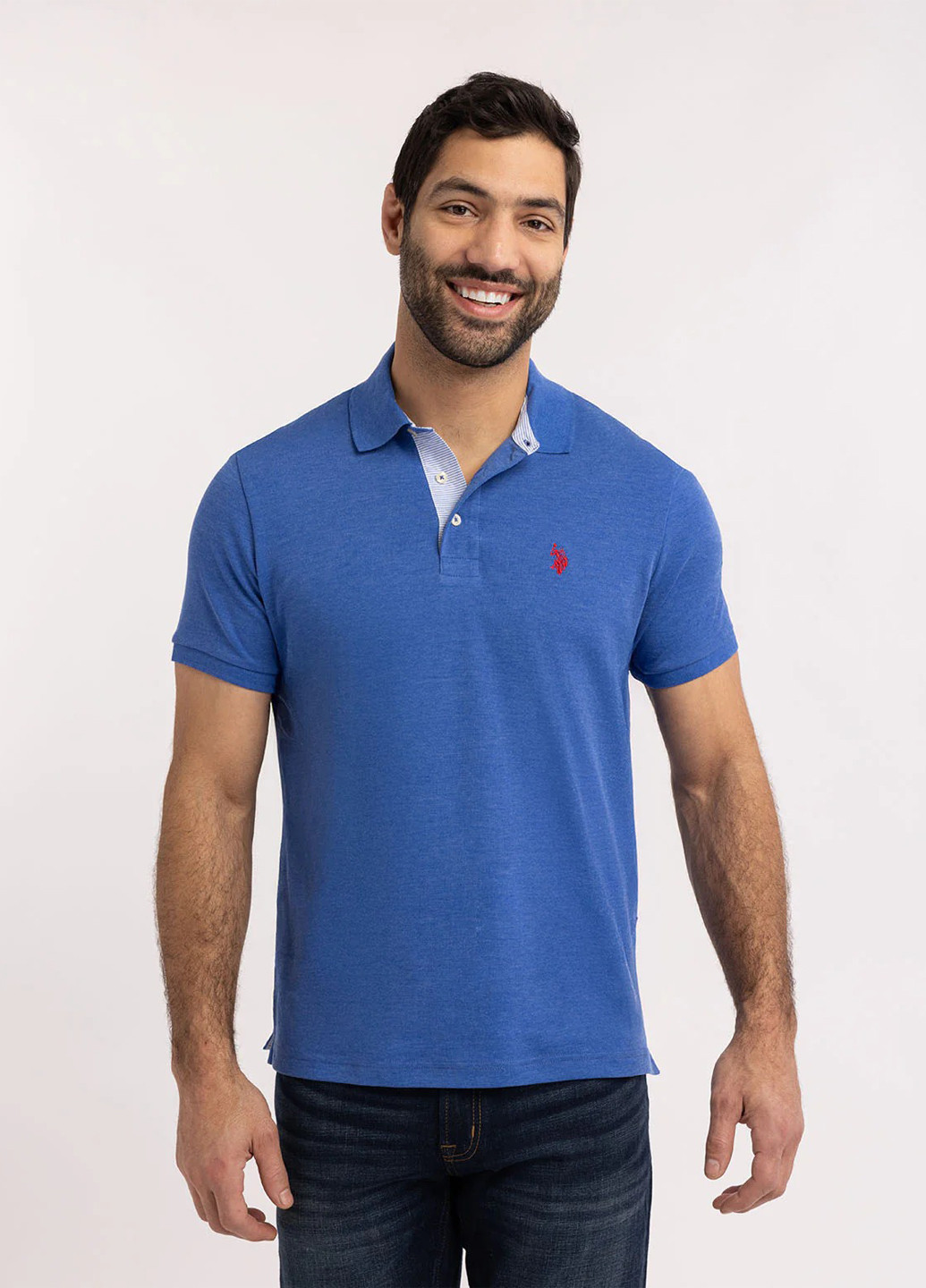 Синяя футболка-поло для мужчин U.S. Polo Assn. меланжевая