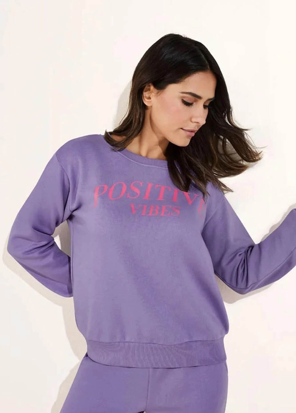 Бузковий світшот Esmara напис без декору (363557791)