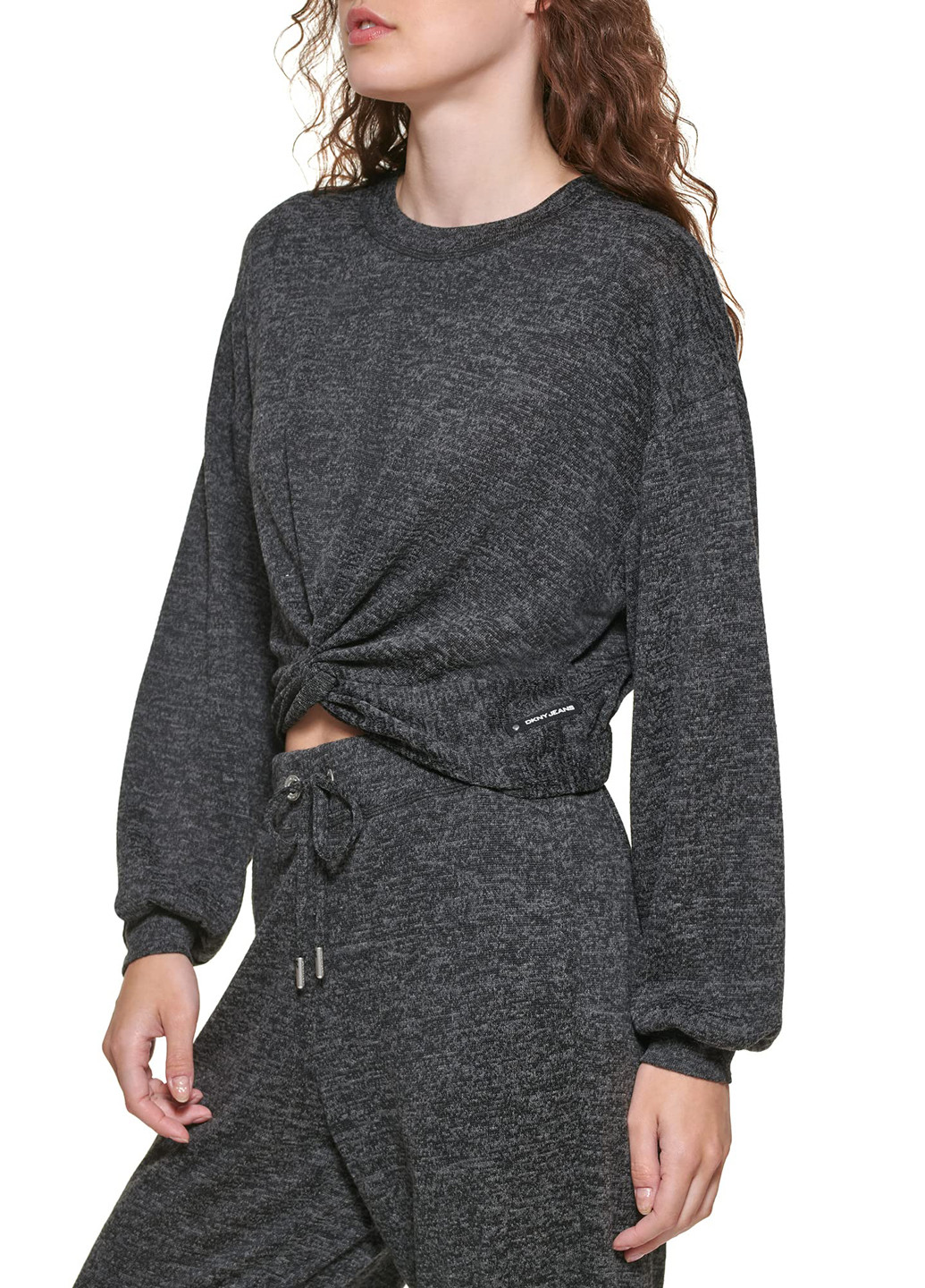 Серый свитшот DKNY меланж без декора (296120784)