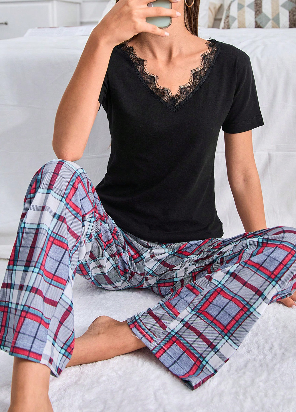 Комбинированный демисезонный комплект (футболка, брюки) SHEIN