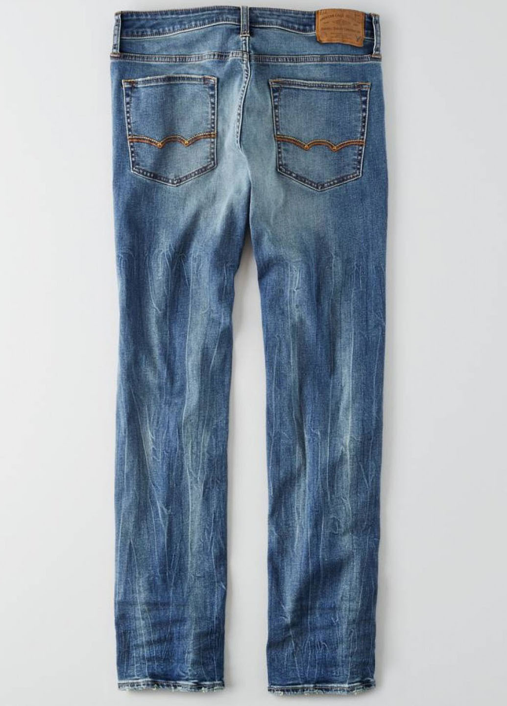 Синие демисезонные зауженные джинсы American Eagle