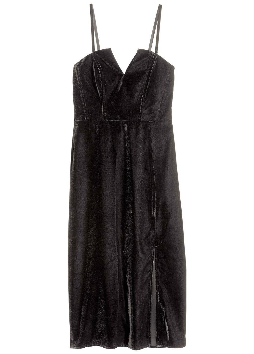 Черное коктейльное, кэжуал платье H&M однотонное