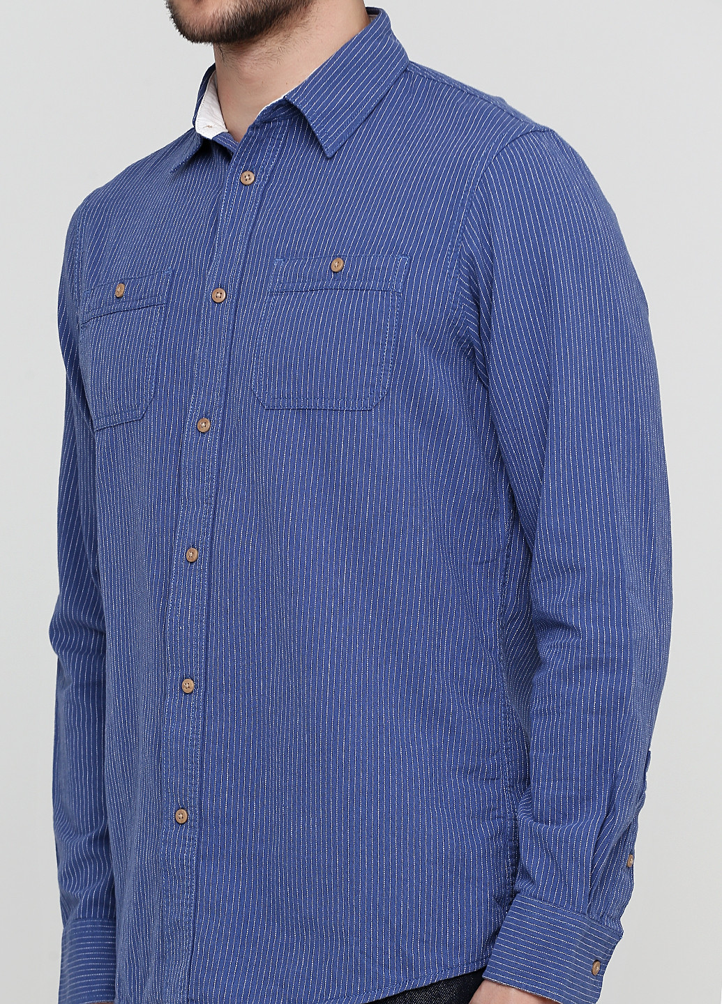 Синяя кэжуал рубашка в полоску Livergy