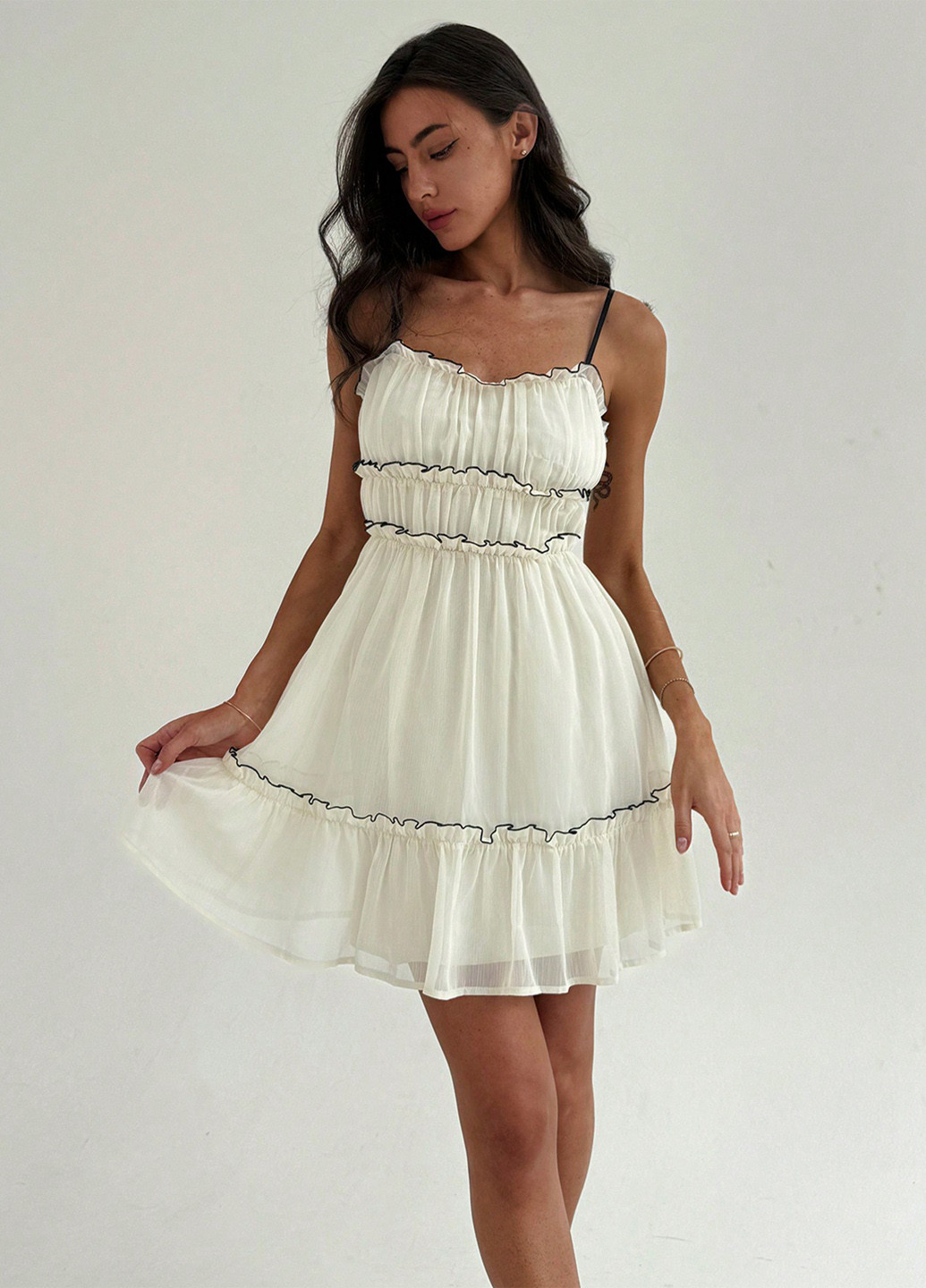 Молочна святковий, кежуал сукня а-силует, бебі долл SHEIN однотонна