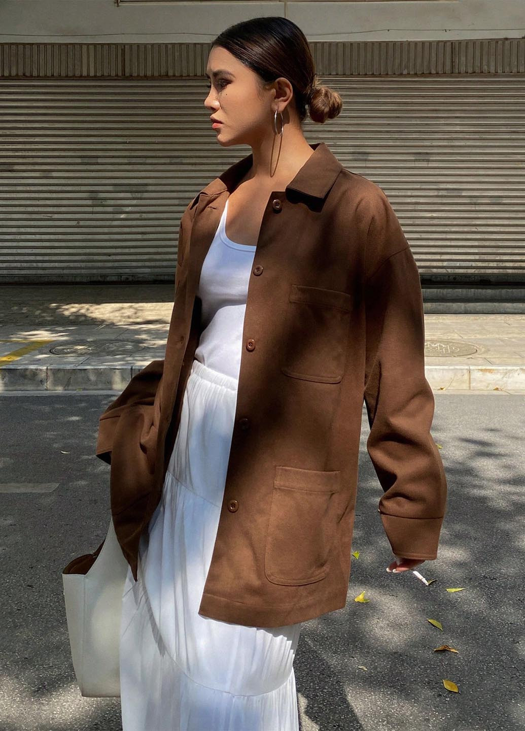 Коричневая демисезонная куртка куртка-пиджак SHEIN