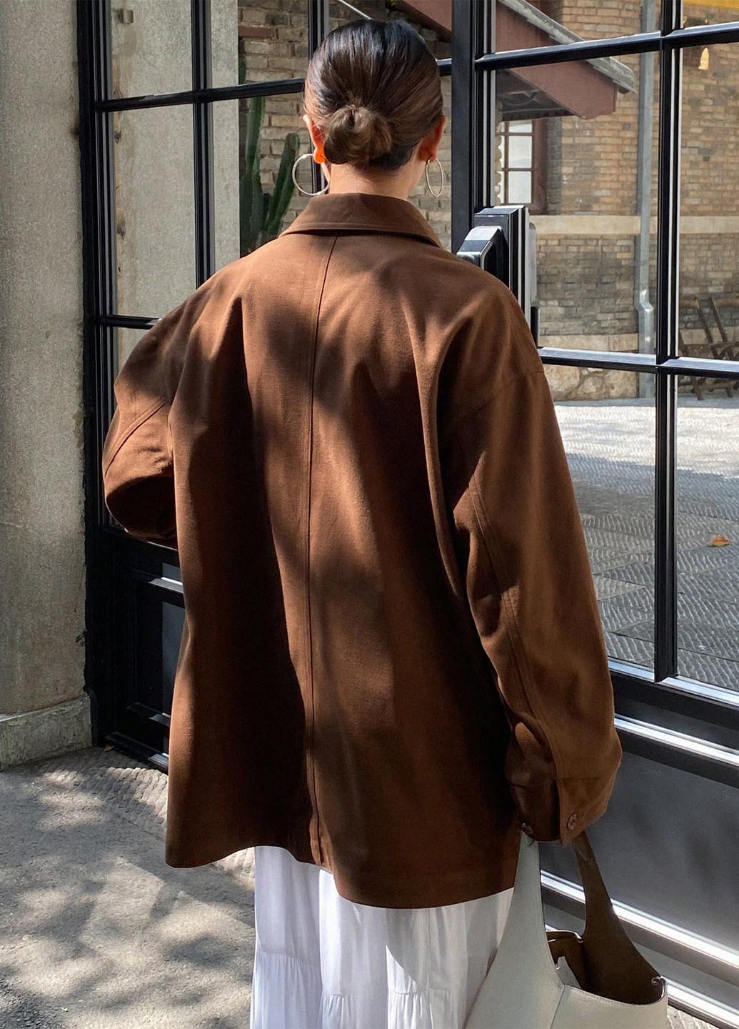 Коричневая демисезонная куртка куртка-пиджак SHEIN