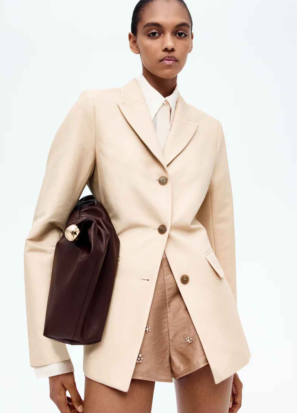 Бежевый женский жакет H&M однотонный - демисезонный