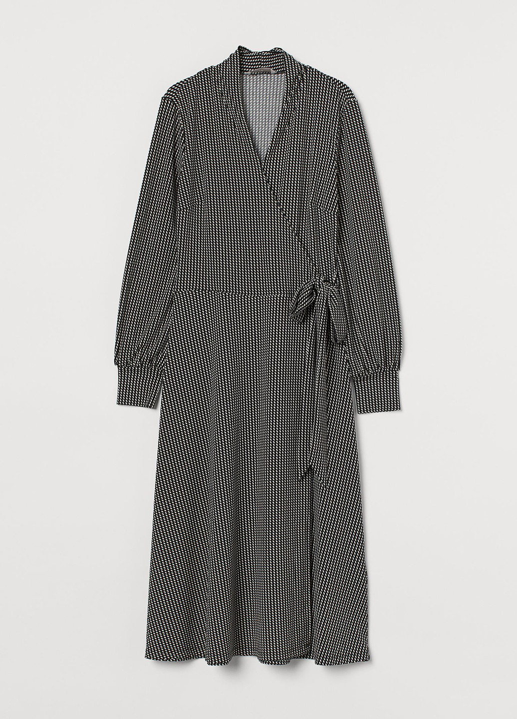 Черно-белое кэжуал платье на запах H&M с геометрическим узором
