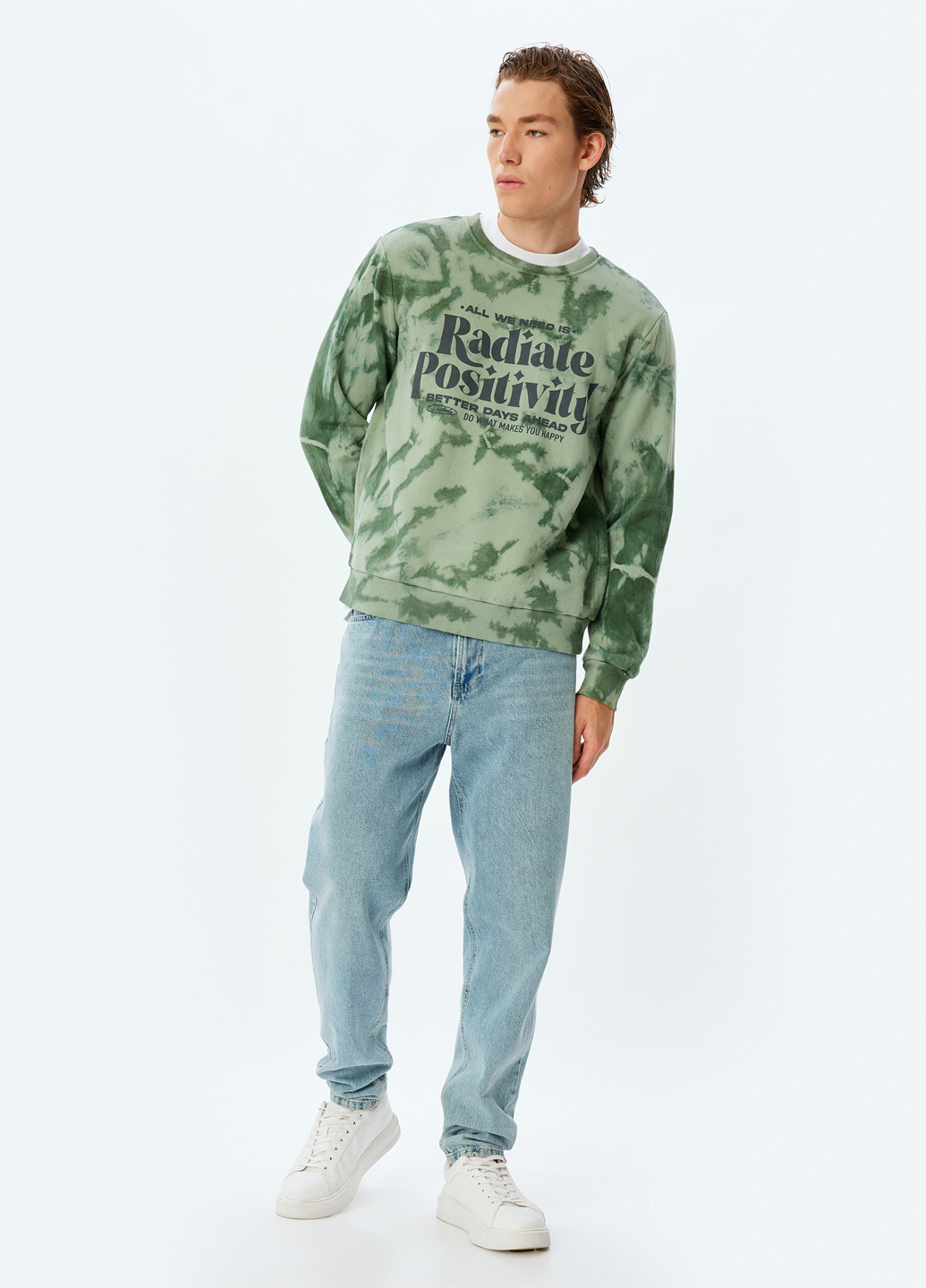 Салатовий світшот KOTON напис без декору (307496813)