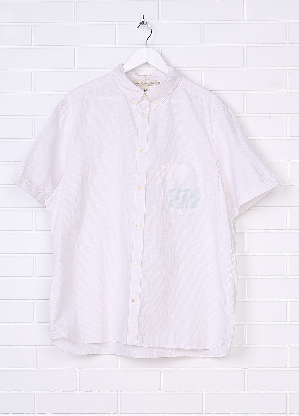 Белая кэжуал рубашка в клетку H&M с коротким рукавом
