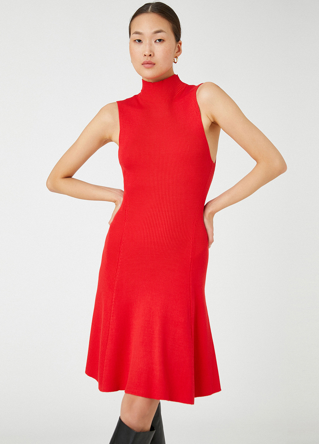 Червона кежуал сукня з відкритими плечима KOTON однотонна