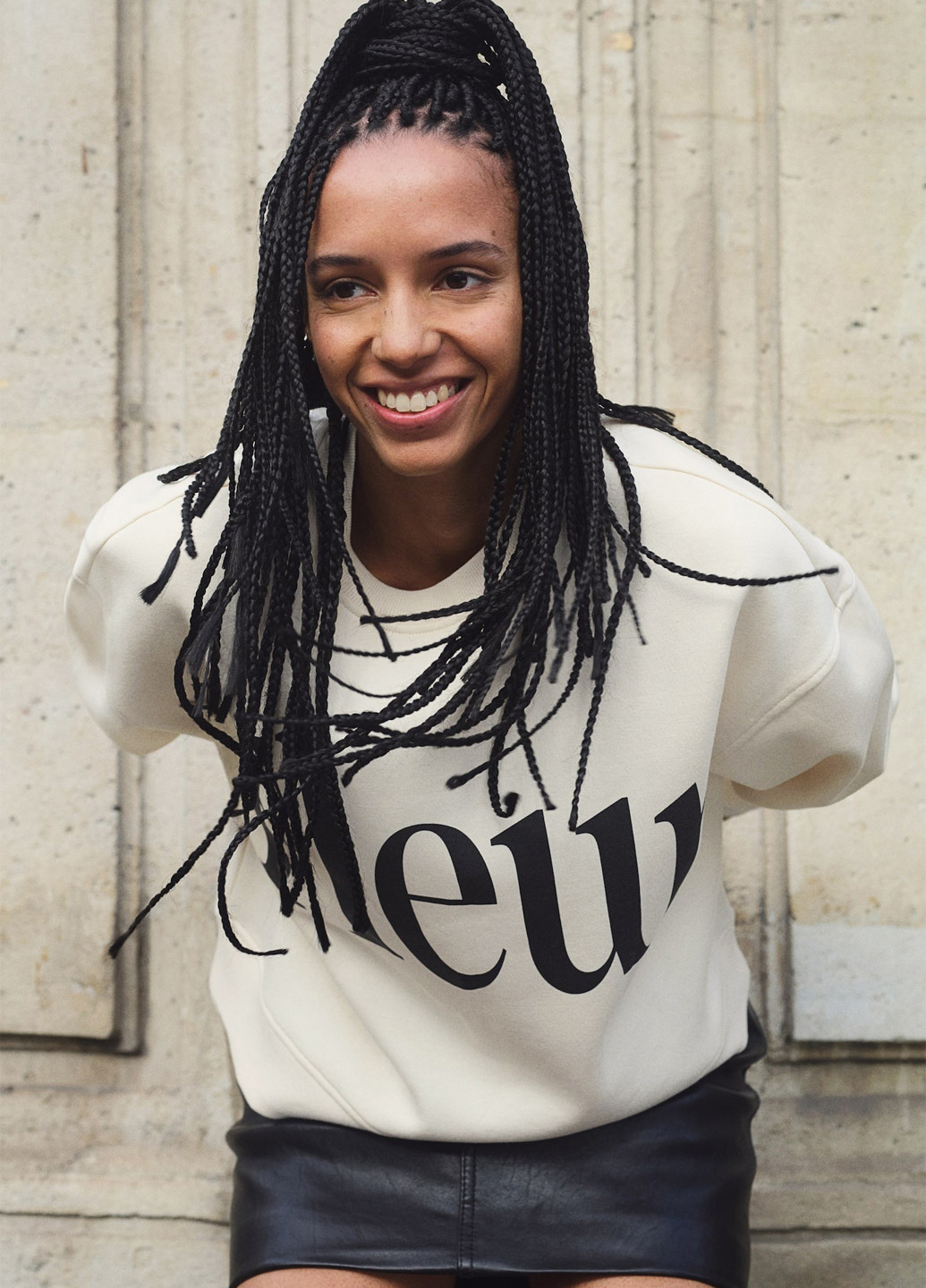 Кремовый свитшот H&M надпись без декора (366778467)