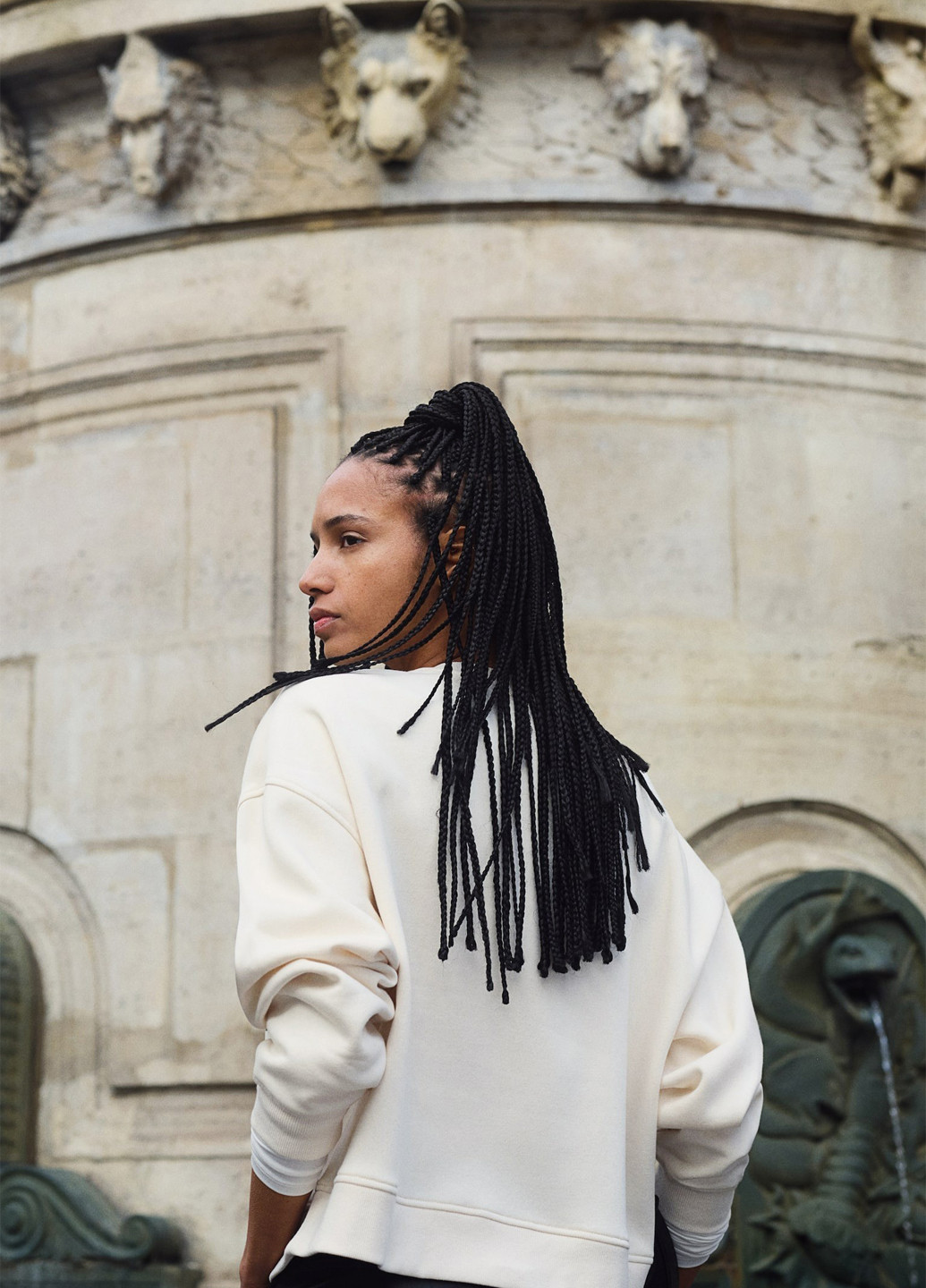 Кремовый свитшот H&M надпись без декора (366778467)