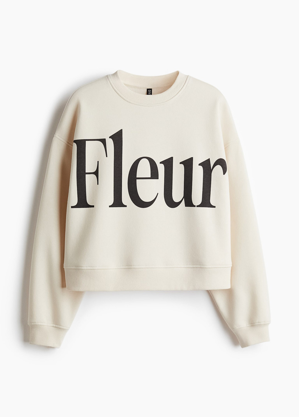 Кремовый свитшот H&M надпись без декора (366778467)