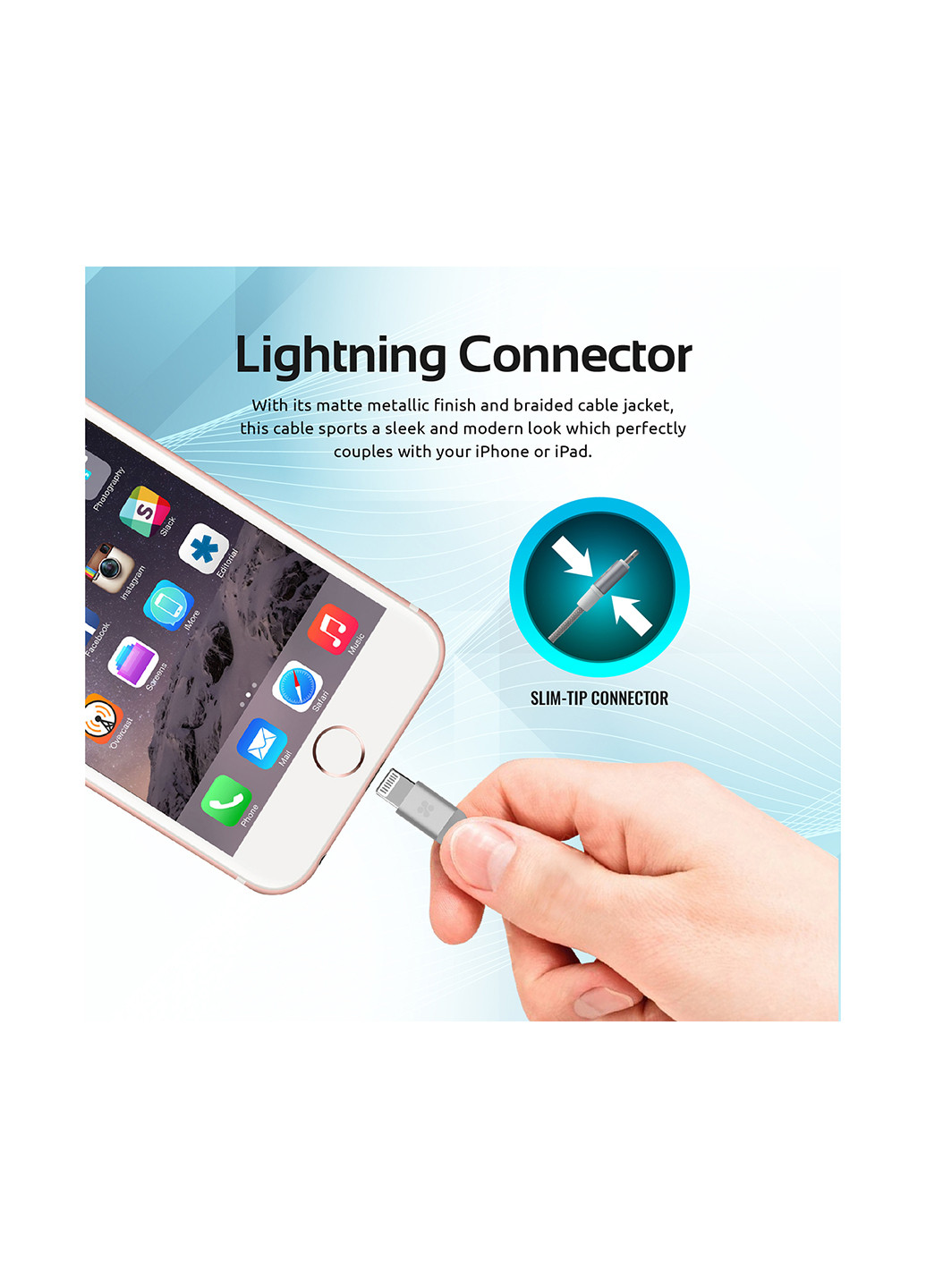 Кабель синхронізації Lightning silver 1,2м Promate cable-ltf (132665967)