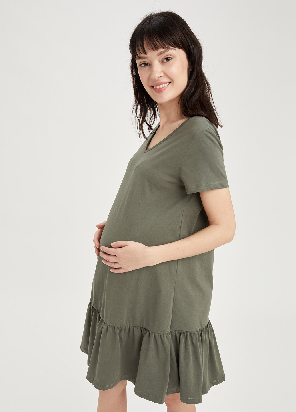 Оливкова кежуал плаття для вагітних а-силует DeFacto