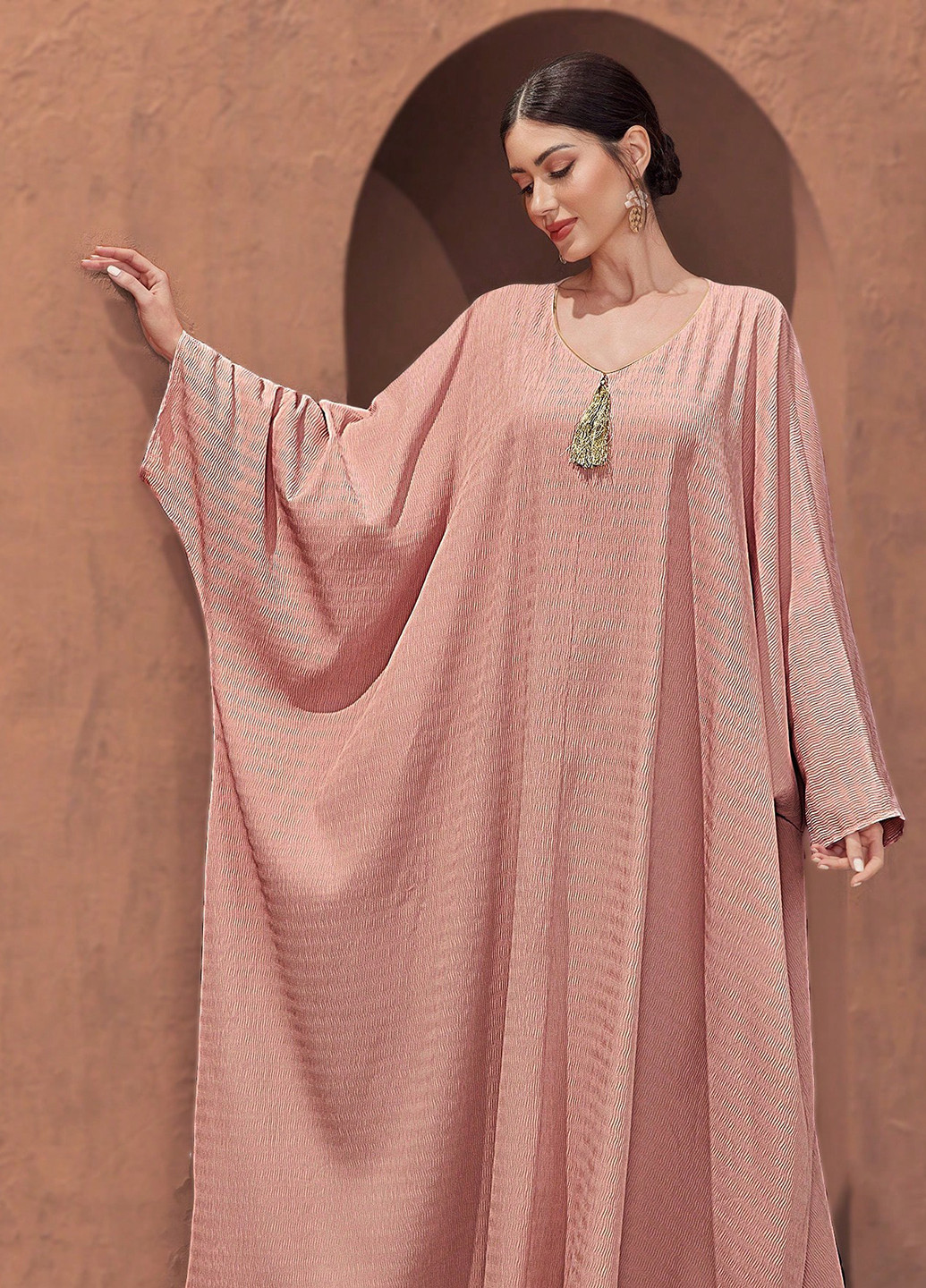 Светло-розовое кэжуал платье SHEIN однотонное