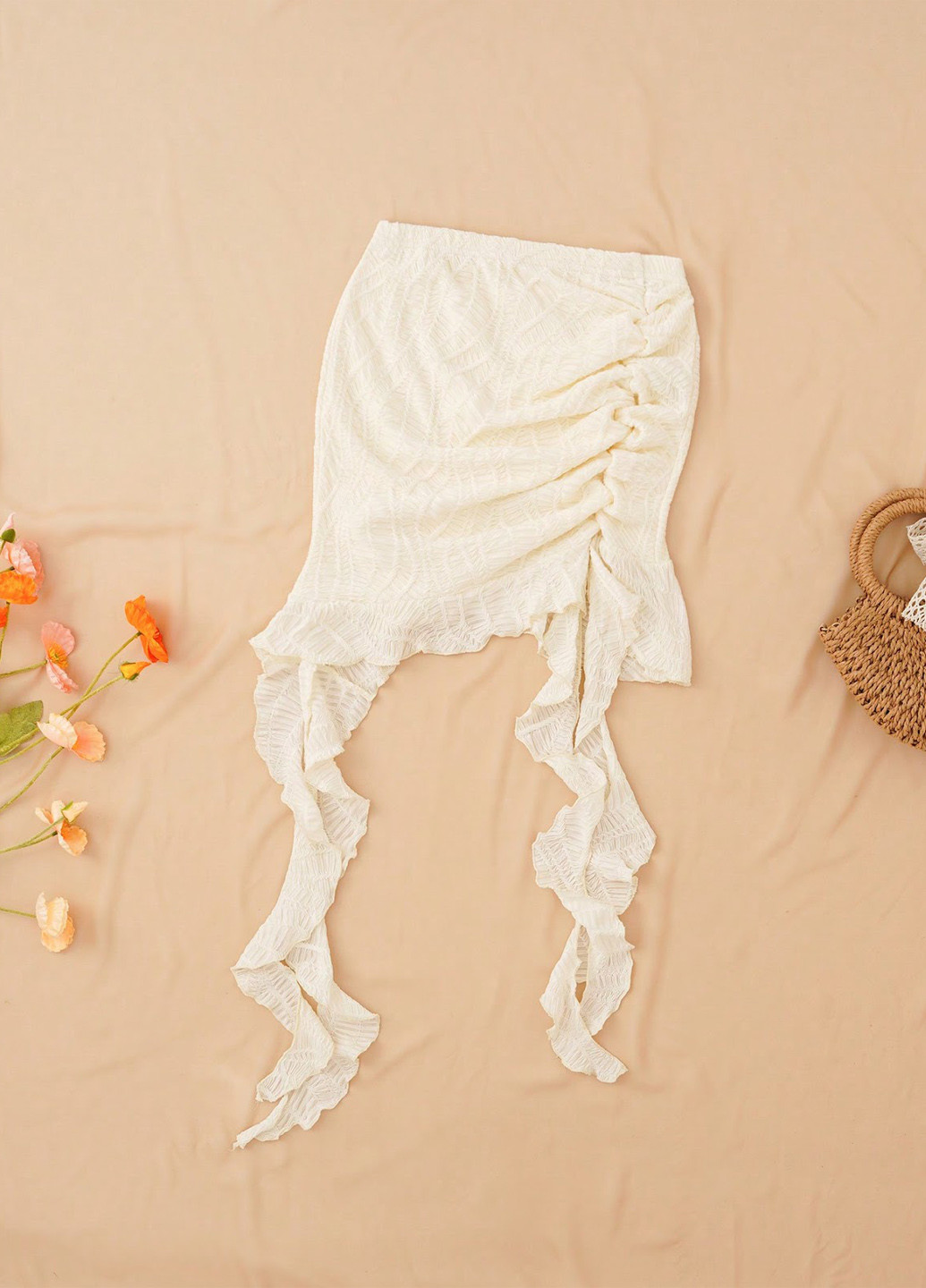 Кремовая кэжуал однотонная юбка SHEIN