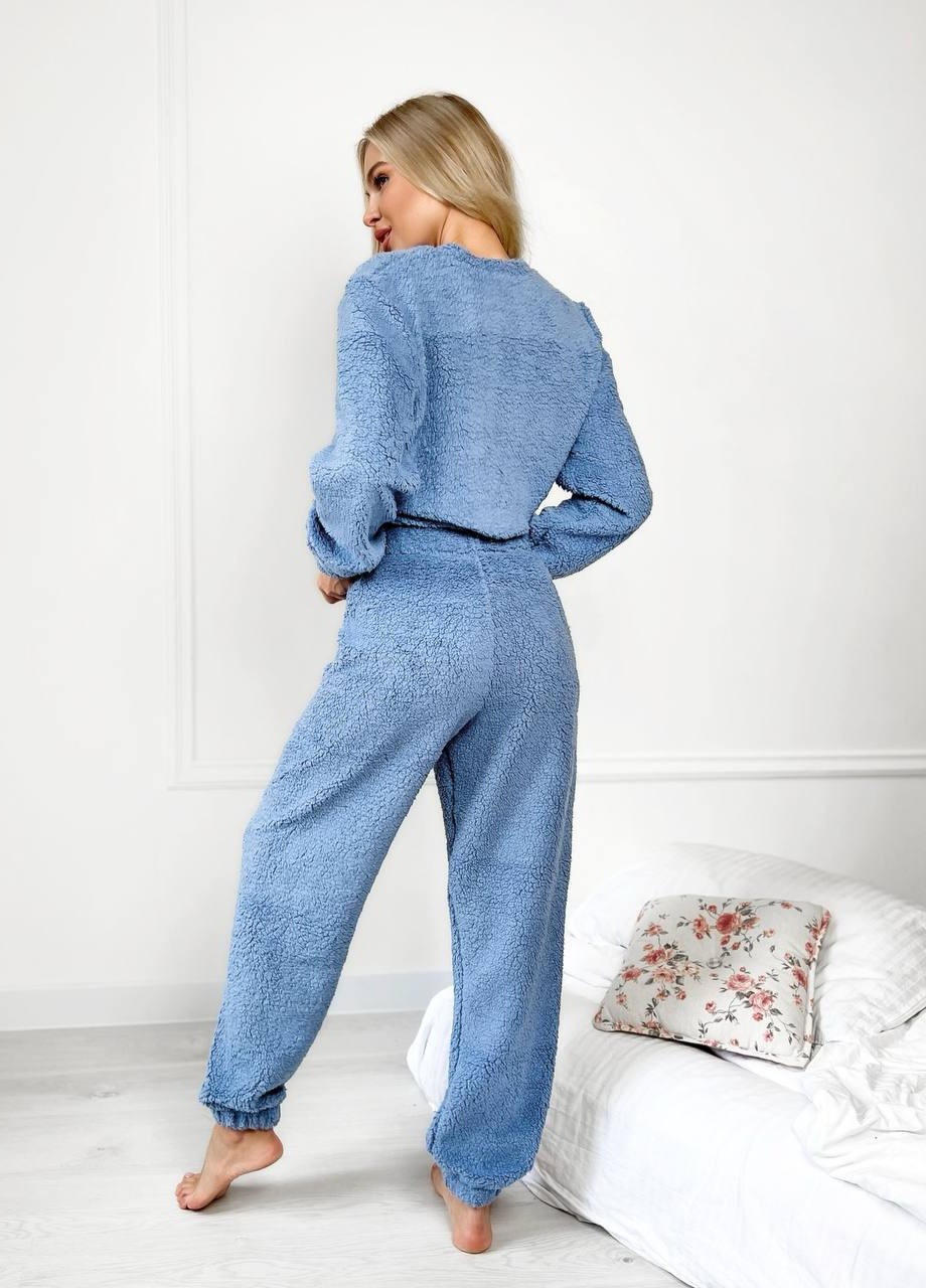 Голубая всесезон пижама кофта + брюки Garna