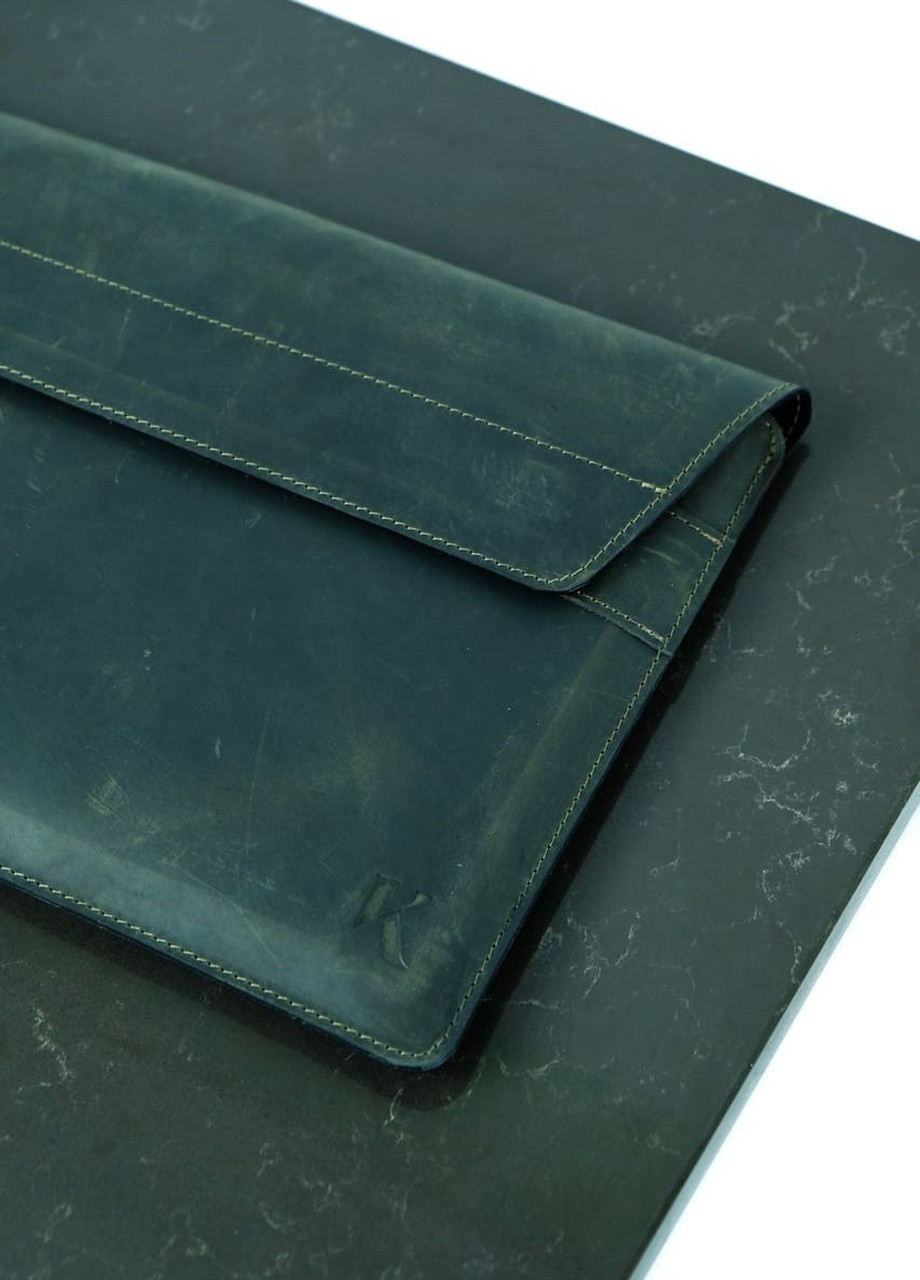 Кожаный чехол для MacBook Air/Pro 13. Кейс из натуральной кожи для Макбука Эир/Про зеленый винтажный. Папка на магнитах Kozhanty (232535115)