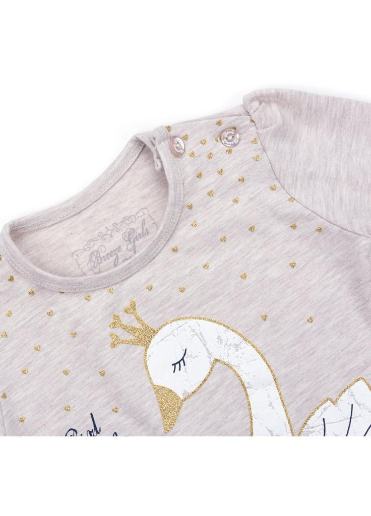 Бежевий демісезонний костюм десткий з лебедем (9959-80g-beige) Breeze