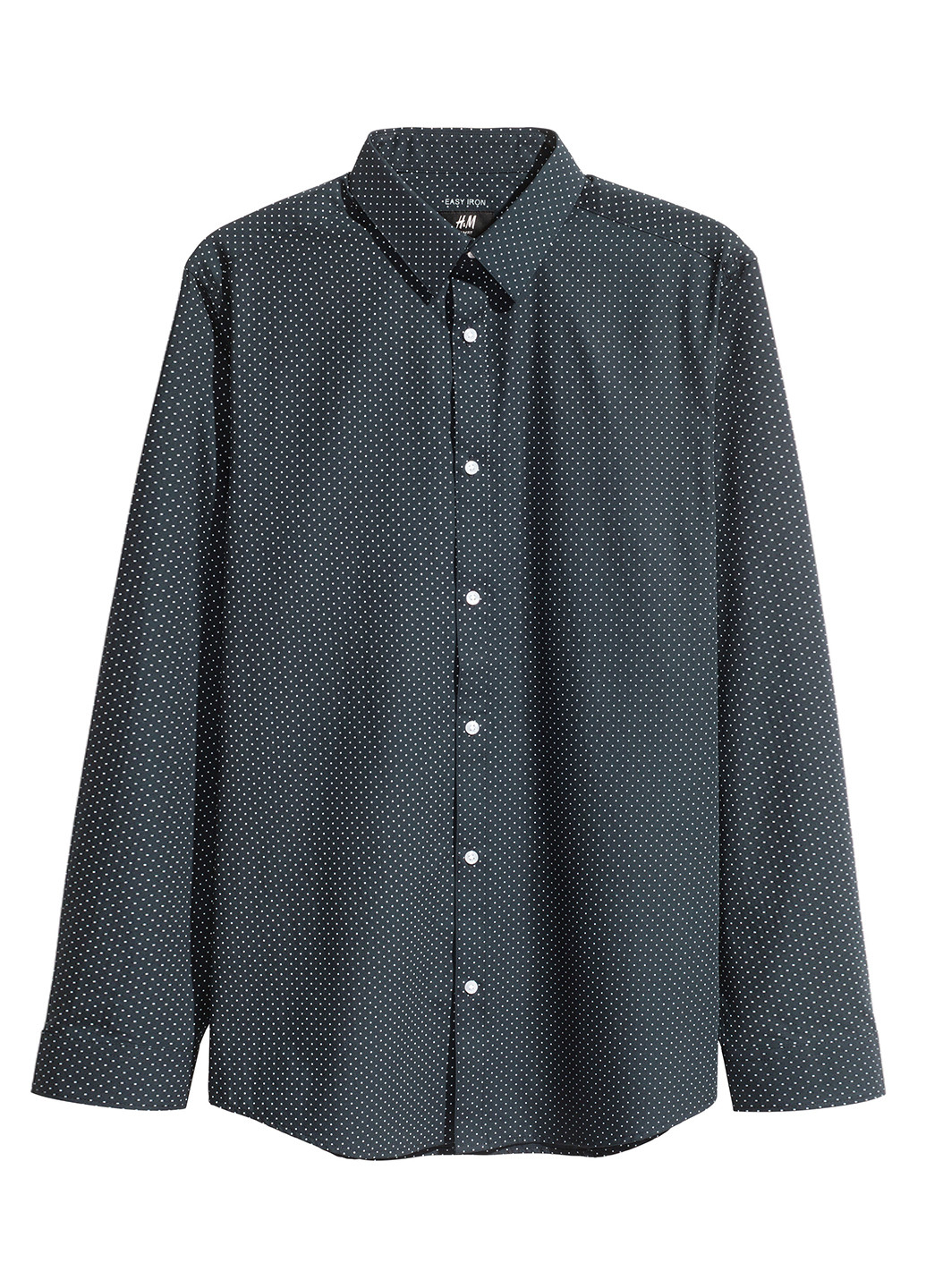 Темно-синяя кэжуал рубашка в горошек H&M с длинным рукавом