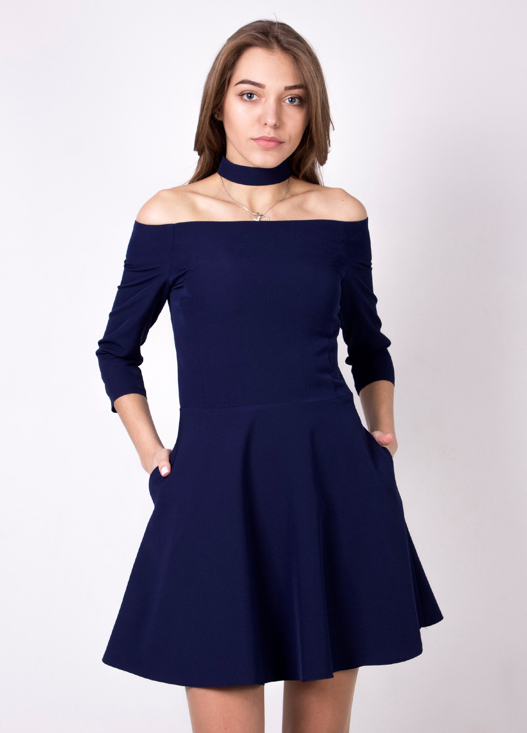 Синее кэжуал платье Romstyle