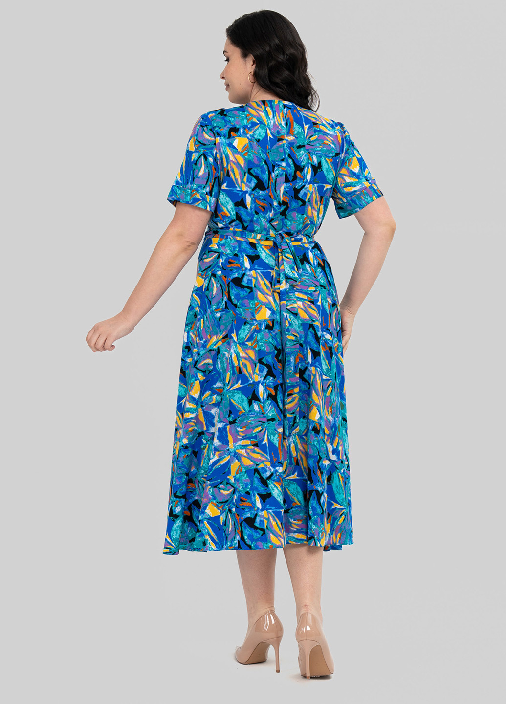 Темно-блакитна кежуал сукня на запах A'll Posa з абстрактним візерунком