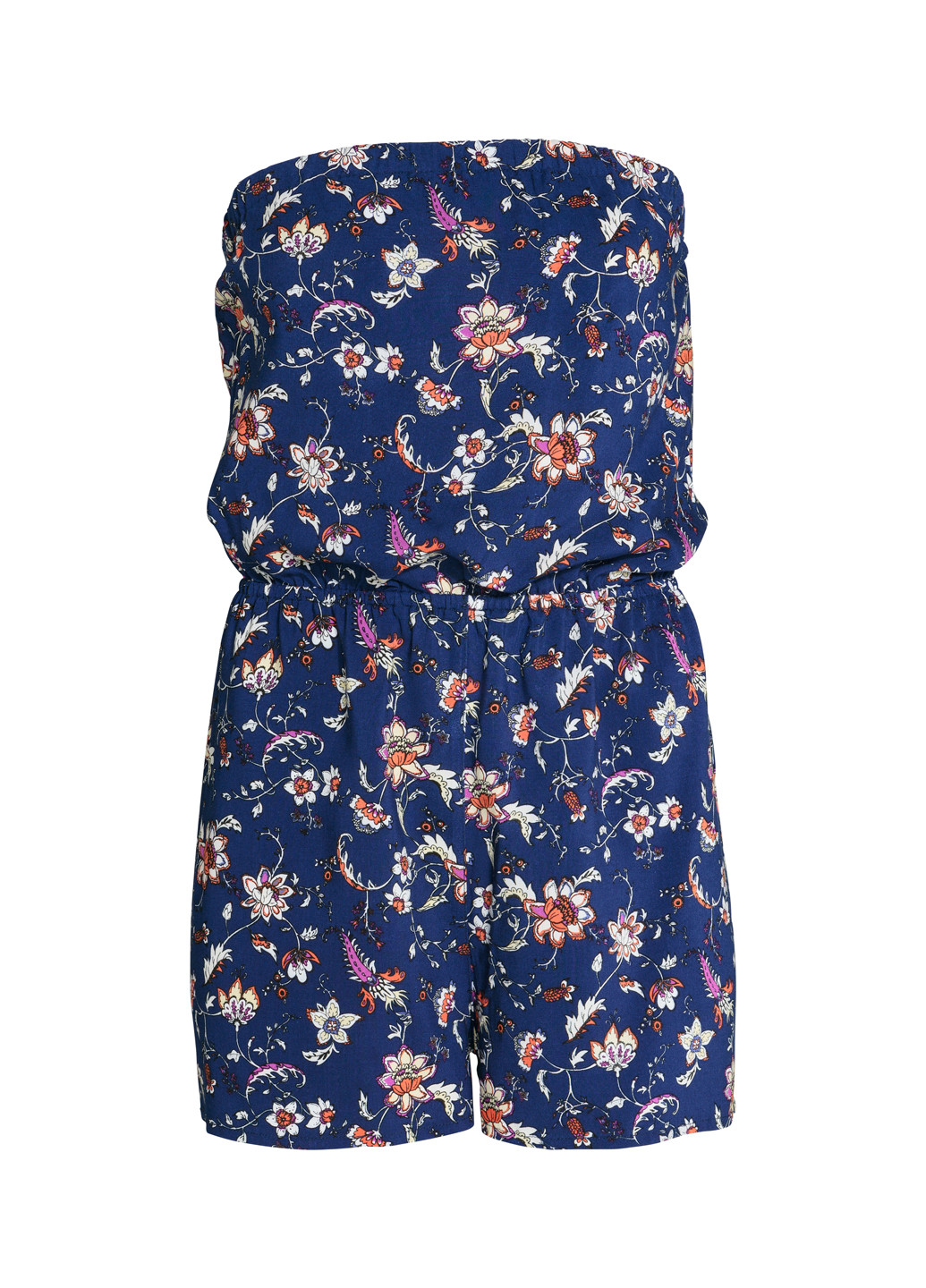Комбинезон H&M комбинезон-шорты цветочный синий кэжуал вискоза, трикотаж
