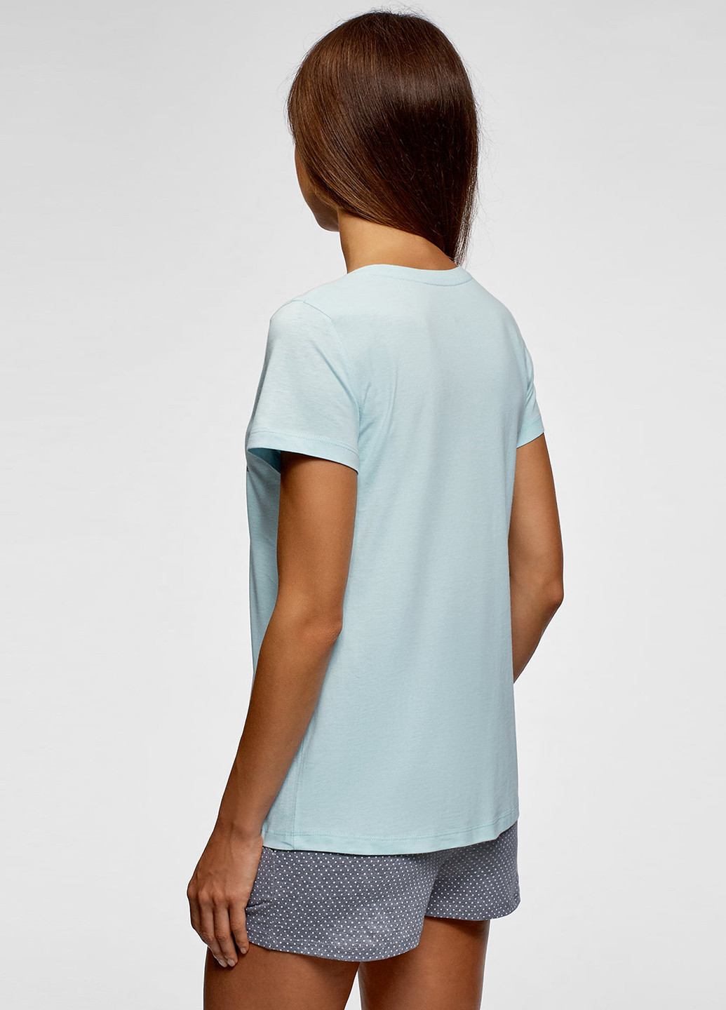 Голубая всесезон пижама (футболка, шорты) футболка + шорты Oodji