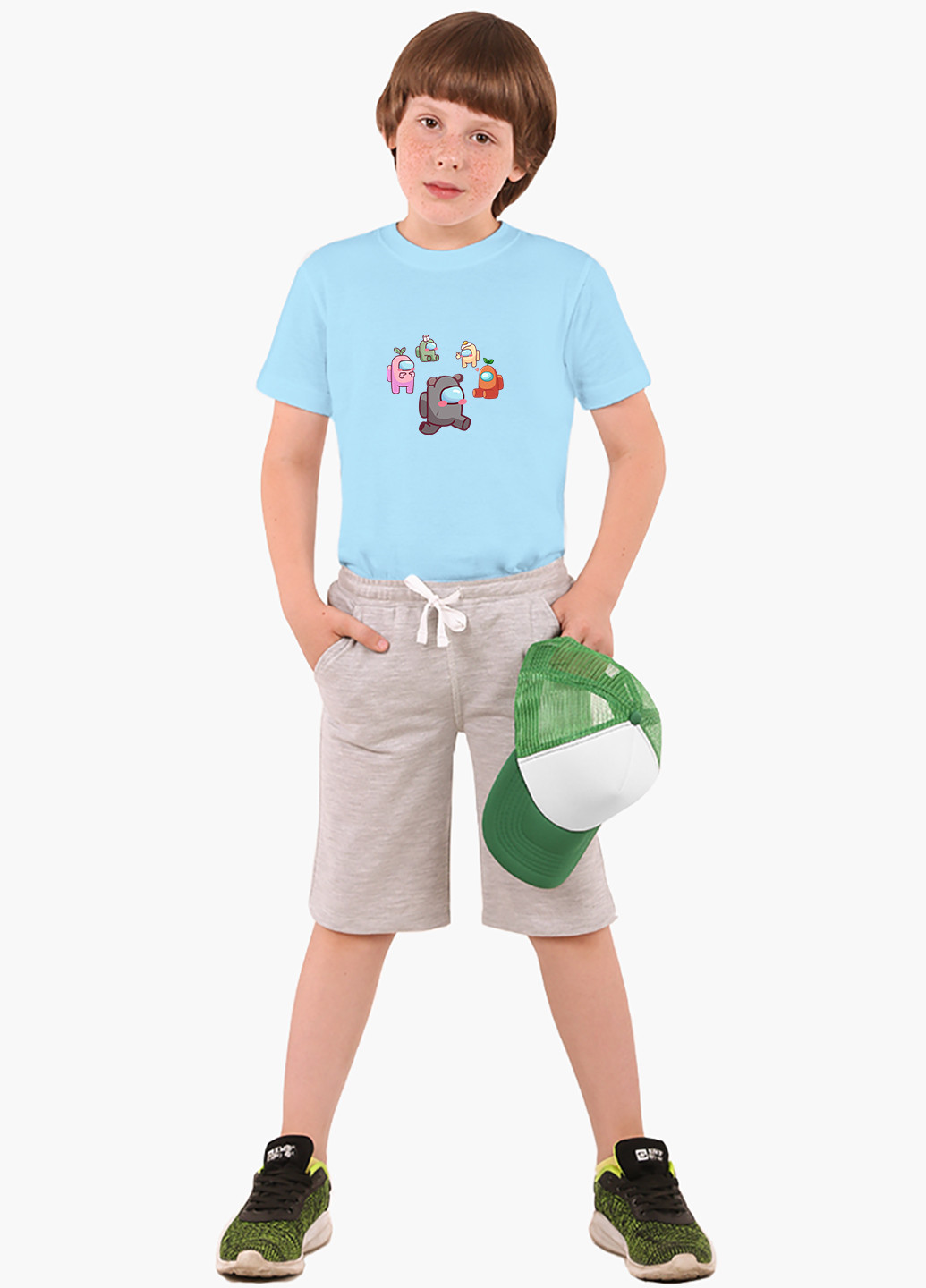 Блакитна демісезонна футболка дитяча амонг ас (among us) (9224-2407) MobiPrint