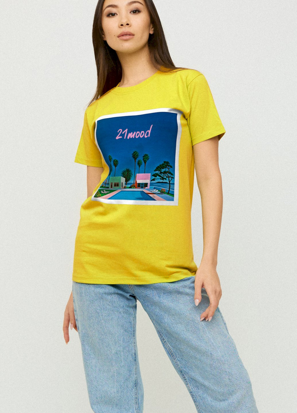 Желтая демисезон футболка boyfriend / air print / YAPPI