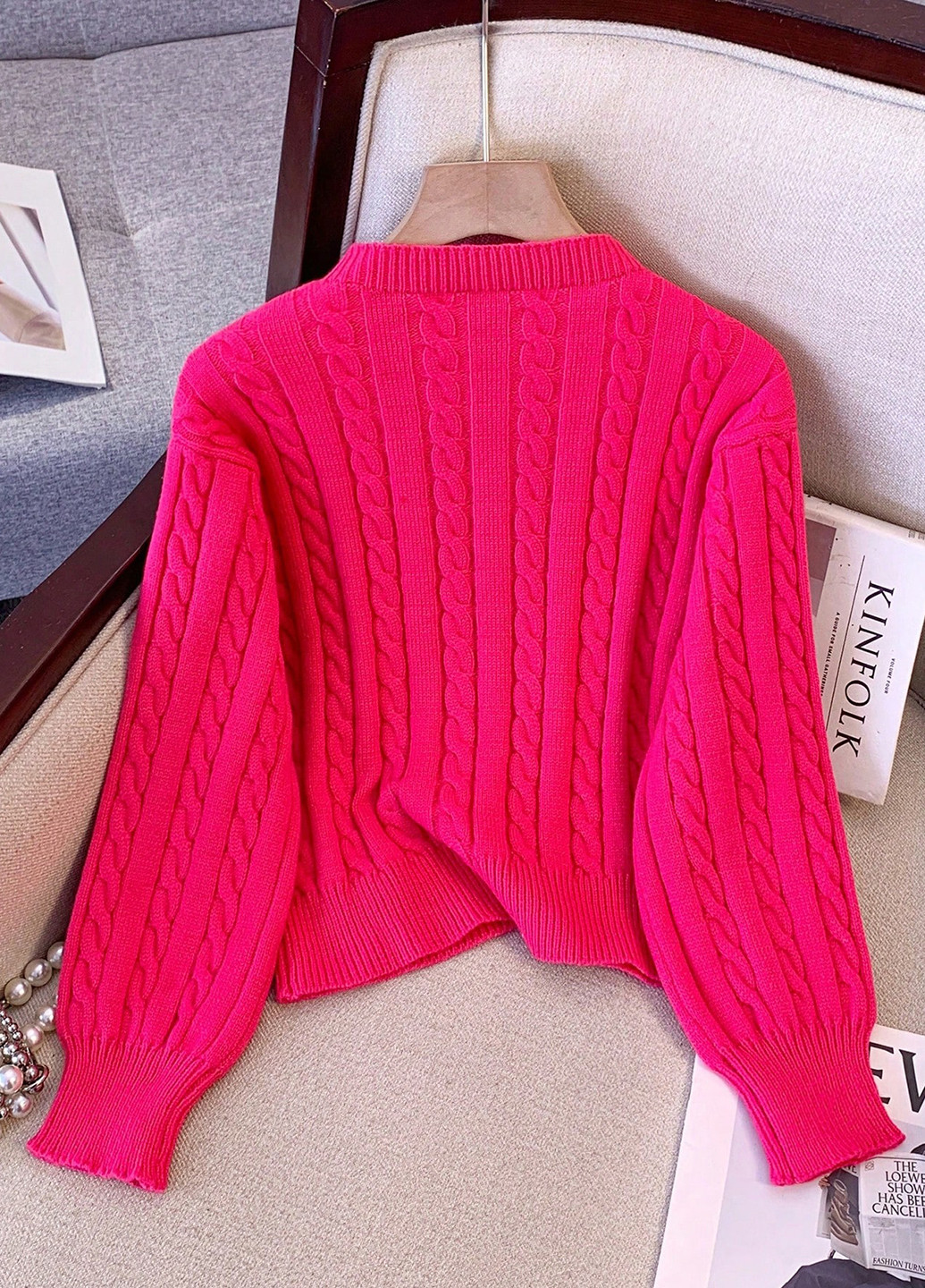 Фуксиновий (колору Фукія) демісезонний джемпер джемпер SHEIN