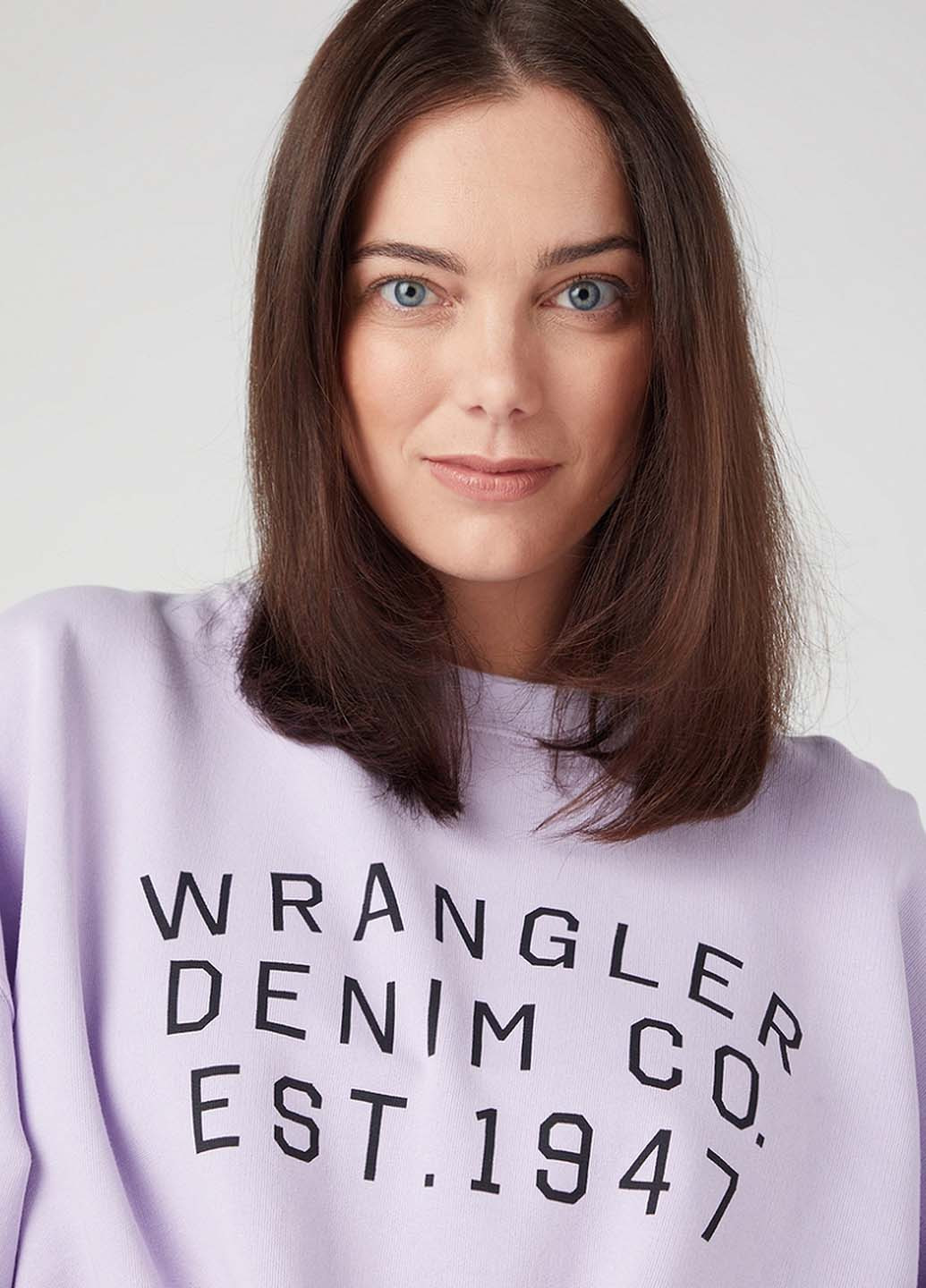 Светло-лиловый свитшот Wrangler надпись без декора (328711205)