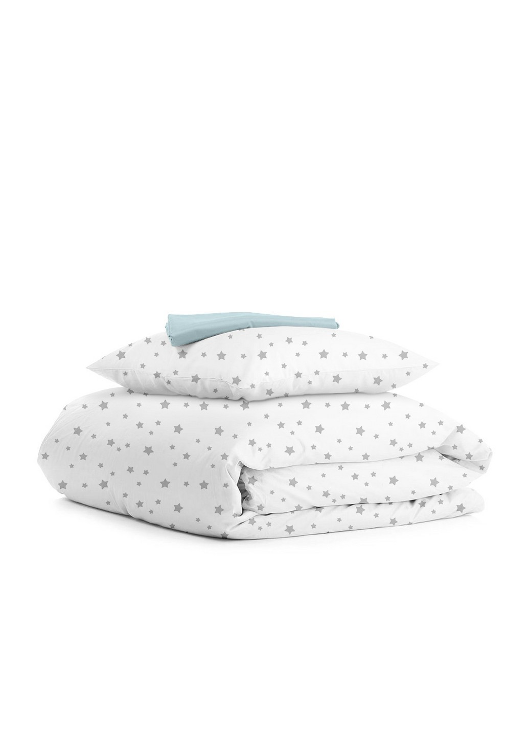 Подростковое постельно бельё STAR GREY LIGHT BLUE (пододеяльник 160х220 см, наволочка 50х70 см, простынь 90х200х20 см) Cosas (251801390)