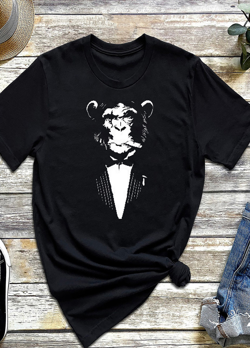 Черная футболка мужская черная gangsta monkey Love&Live